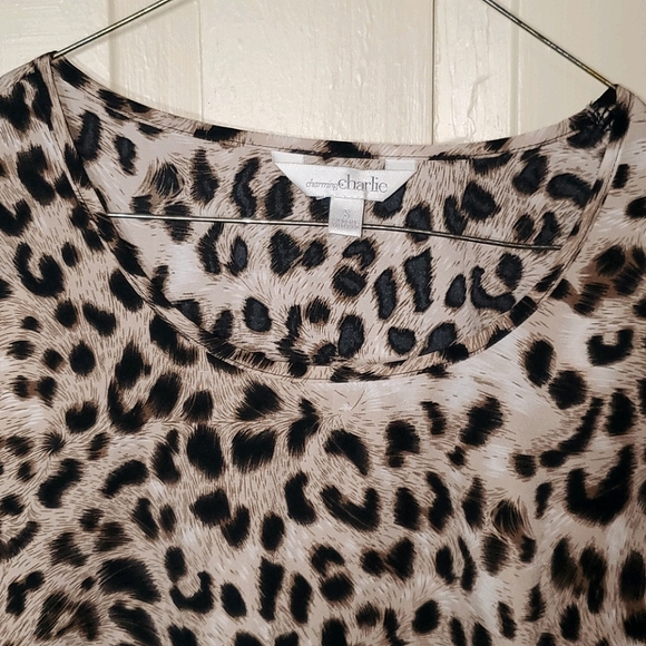 Charming Charlie Leopard Blouse 3/4 Sleeve EUC - Picture 3 of 11